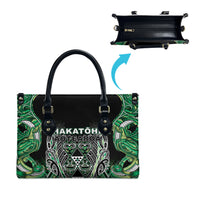 Aotearoa Whakatohea Leather Bag Maori Tribal Green Abalone Paua Shell Pattern DT05 - Polynesian Pride