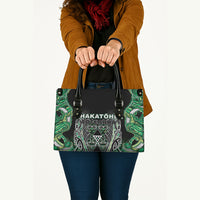 Aotearoa Whakatohea Leather Bag Maori Tribal Green Abalone Paua Shell Pattern DT05 - Polynesian Pride