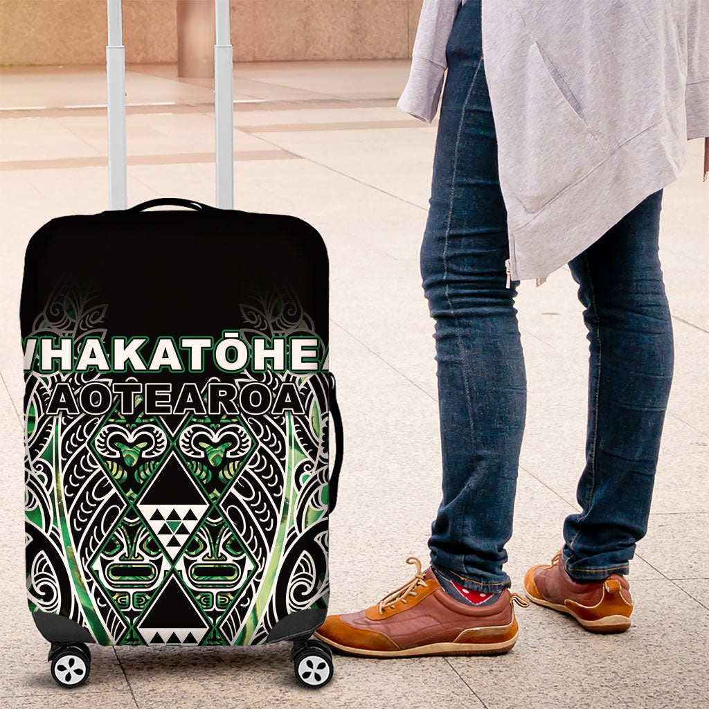 Aotearoa Whakatohea Luggage Cover Maori Tribal Green Abalone Paua Shell Pattern DT05 Green - Polynesian Pride