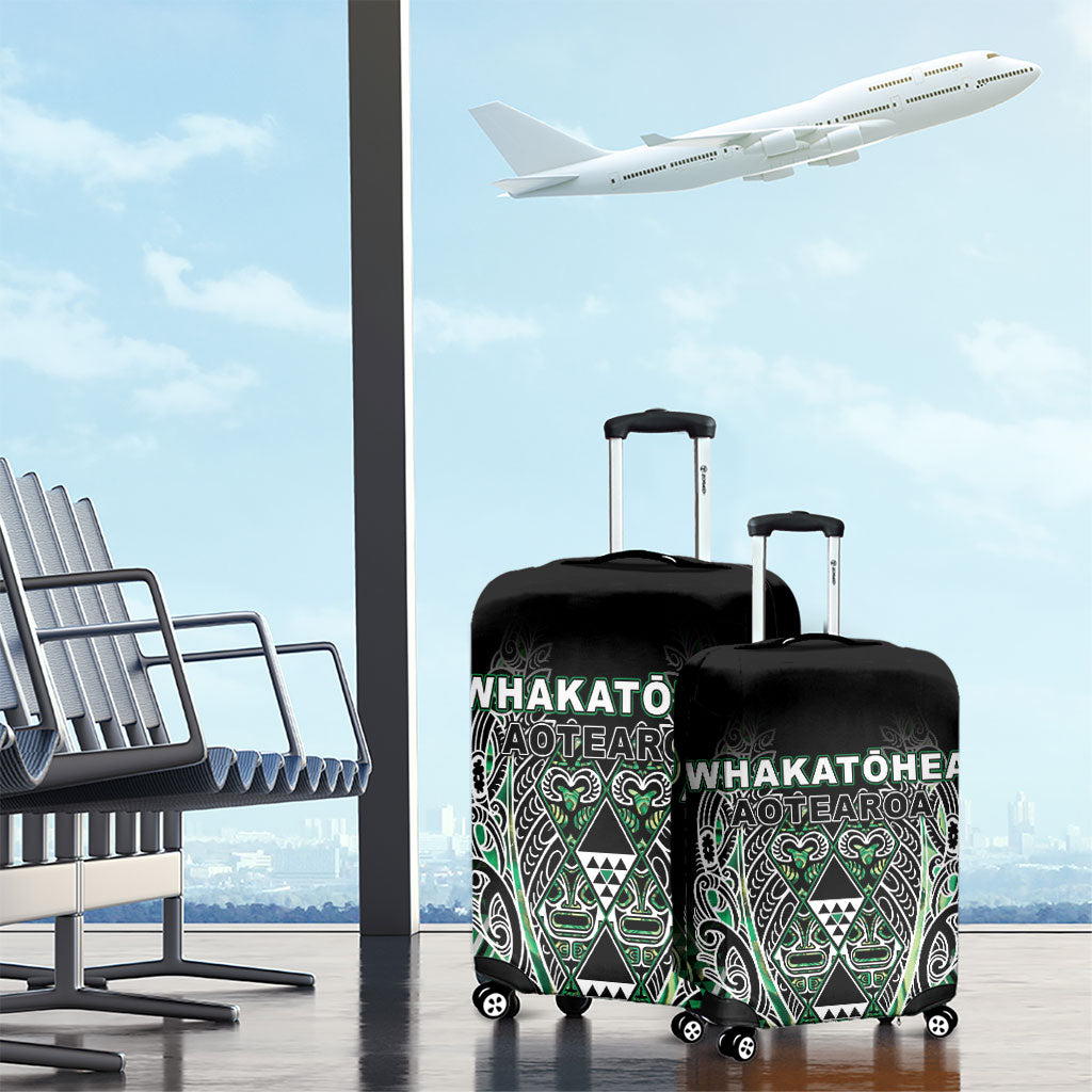 Aotearoa Whakatohea Luggage Cover Maori Tribal Green Abalone Paua Shell Pattern DT05 - Polynesian Pride