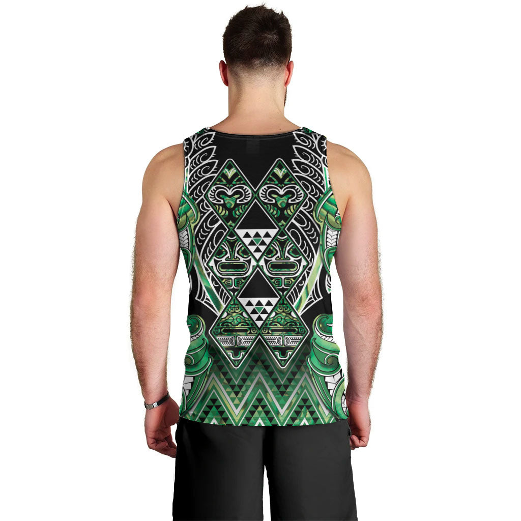 Aotearoa Whakatohea Men Tank Top Maori Tribal Green Abalone Paua Shell Pattern DT05 - Polynesian Pride