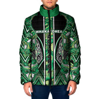 Aotearoa Whakatohea Padded Jacket Maori Tribal Green Abalone Paua Shell Pattern DT05 Men Green - Polynesian Pride