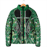 Aotearoa Whakatohea Padded Jacket Maori Tribal Green Abalone Paua Shell Pattern DT05 - Polynesian Pride