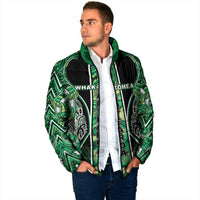 Aotearoa Whakatohea Padded Jacket Maori Tribal Green Abalone Paua Shell Pattern DT05 - Polynesian Pride