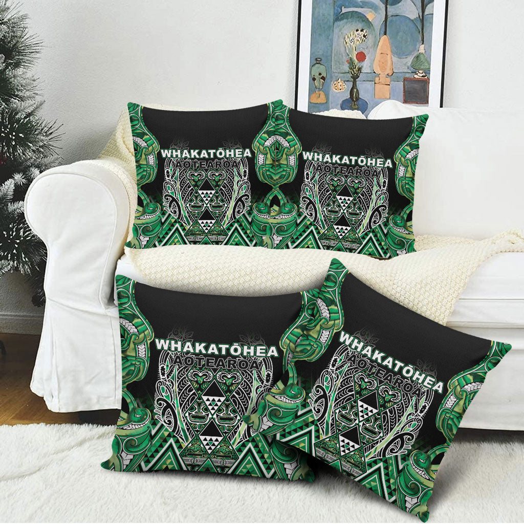 Aotearoa Whakatohea Pillow Cover Maori Tribal Green Abalone Paua Shell Pattern DT05 - Polynesian Pride