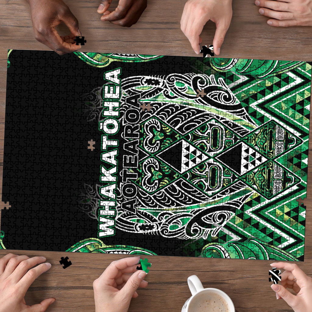 Aotearoa Whakatohea Puzzle Maori Tribal Green Abalone Paua Shell Pattern DT05 - Polynesian Pride