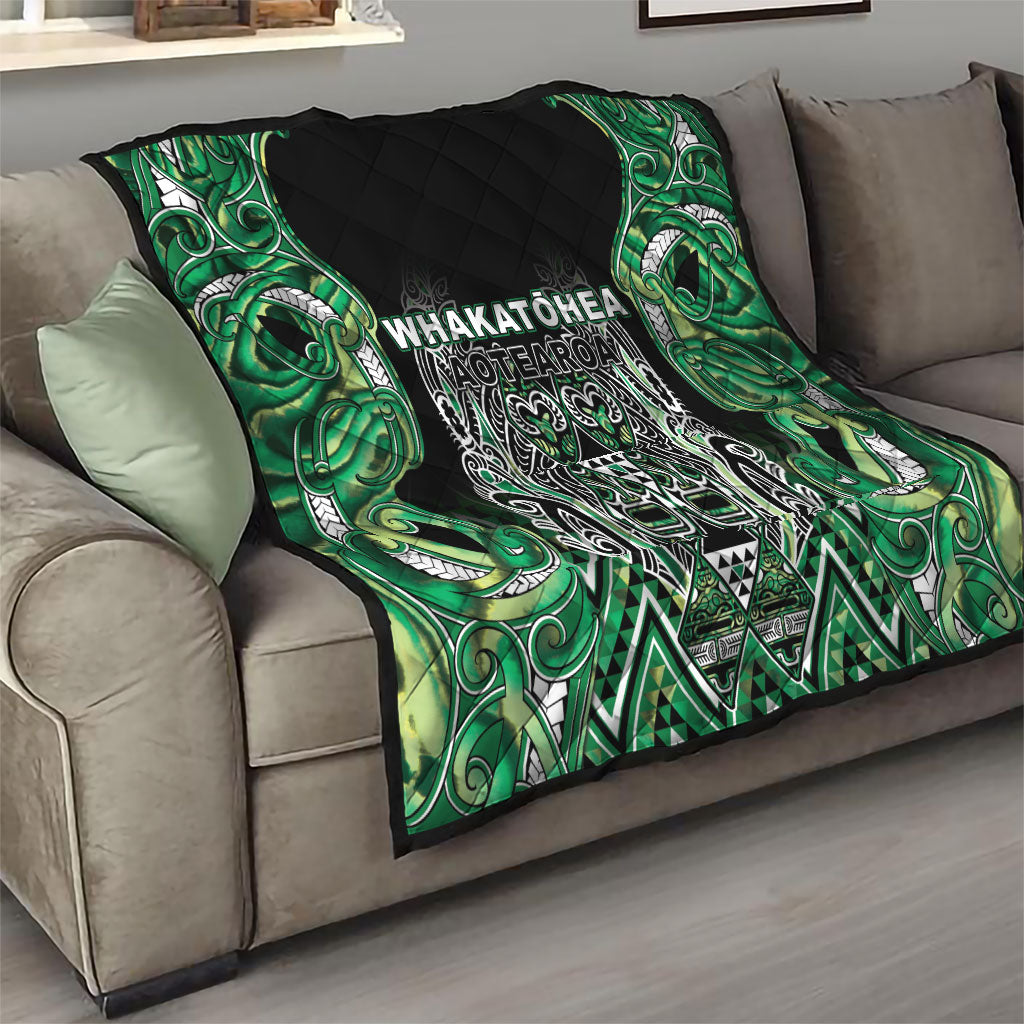 Aotearoa Whakatohea Quilt Maori Tribal Green Abalone Paua Shell Pattern DT05 - Polynesian Pride