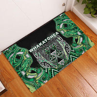 Aotearoa Whakatohea Rubber Doormat Maori Tribal Green Abalone Paua Shell Pattern DT05 - Polynesian Pride