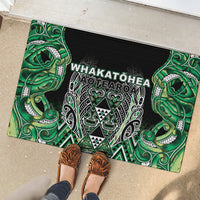 Aotearoa Whakatohea Rubber Doormat Maori Tribal Green Abalone Paua Shell Pattern DT05 - Polynesian Pride