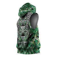 Aotearoa Whakatohea Sleeveless Hoodie Maori Tribal Green Abalone Paua Shell Pattern DT05 - Polynesian Pride
