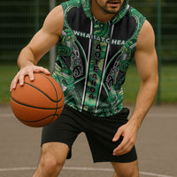 Aotearoa Whakatohea Sleeveless Hoodie Maori Tribal Green Abalone Paua Shell Pattern DT05 - Polynesian Pride