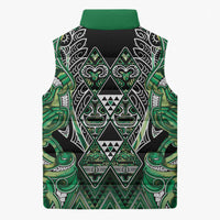 Aotearoa Whakatohea Sleeveless Puffer Jacket Maori Tribal Green Abalone Paua Shell Pattern DT05 - Polynesian Pride