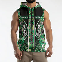Aotearoa Whakatohea Sleeveless Zip Hoodie Maori Tribal Green Abalone Paua Shell Pattern DT05 - Polynesian Pride