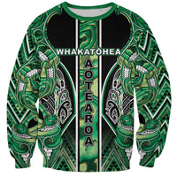 Aotearoa Whakatohea Sweatshirt Maori Tribal Green Abalone Paua Shell Pattern DT05 Unisex Green - Polynesian Pride