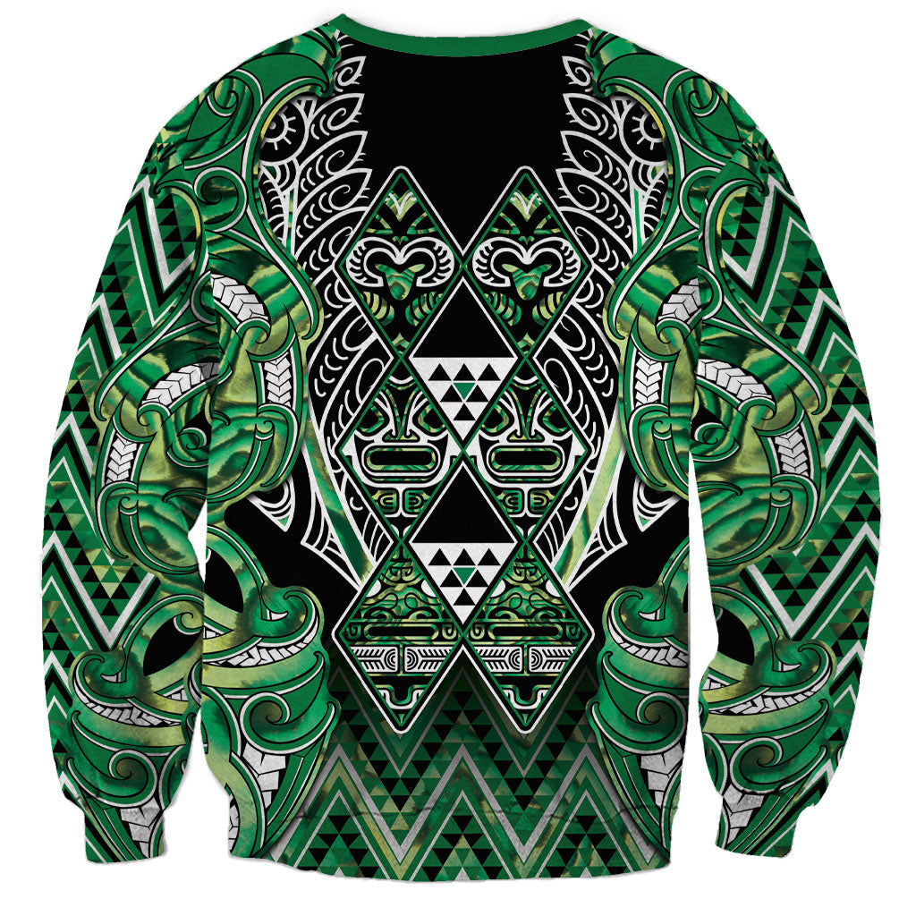 Aotearoa Whakatohea Sweatshirt Maori Tribal Green Abalone Paua Shell Pattern DT05 - Polynesian Pride