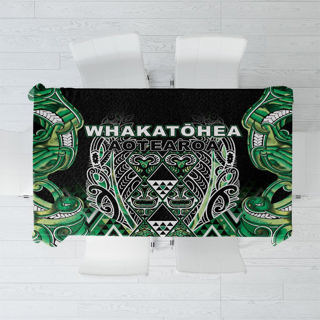 Aotearoa Whakatohea Tablecloth Maori Tribal Green Abalone Paua Shell Pattern