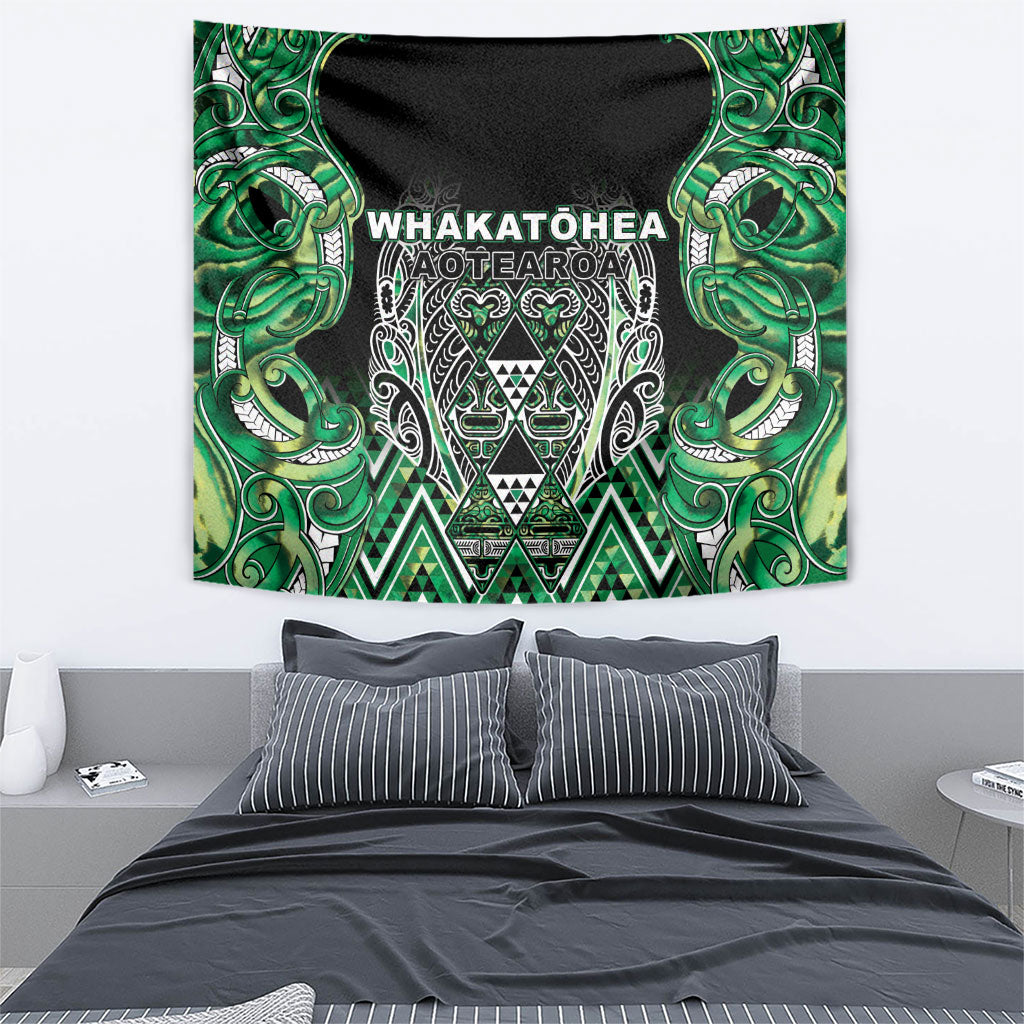 Aotearoa Whakatohea Tapestry Maori Tribal Green Abalone Paua Shell Pattern DT05 - Polynesian Pride