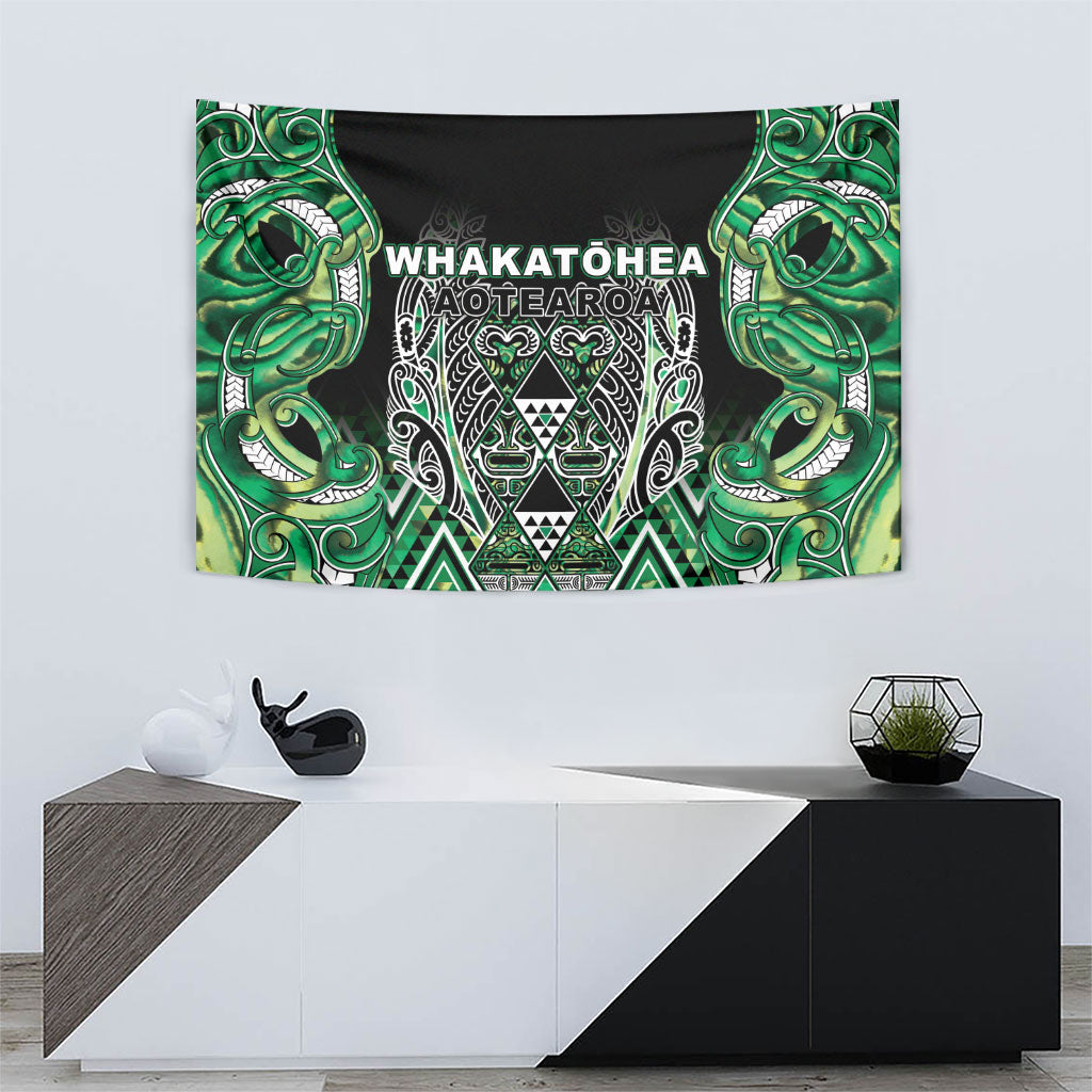 Aotearoa Whakatohea Tapestry Maori Tribal Green Abalone Paua Shell Pattern DT05 - Polynesian Pride