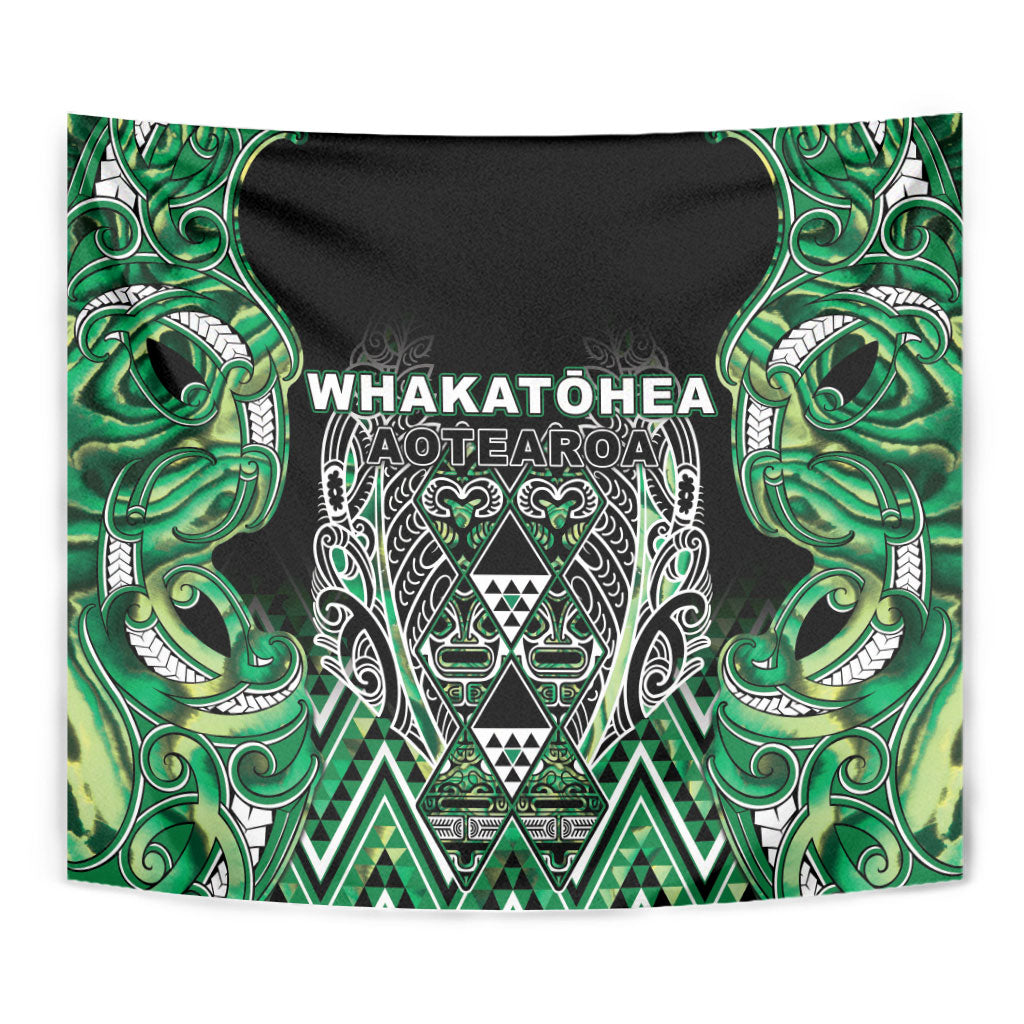 Aotearoa Whakatohea Tapestry Maori Tribal Green Abalone Paua Shell Pattern DT05 - Polynesian Pride