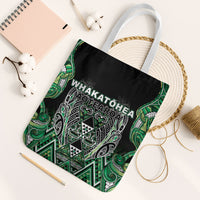 Aotearoa Whakatohea Tote Bag Maori Tribal Green Abalone Paua Shell Pattern DT05 White Strap One Size Green - Polynesian Pride