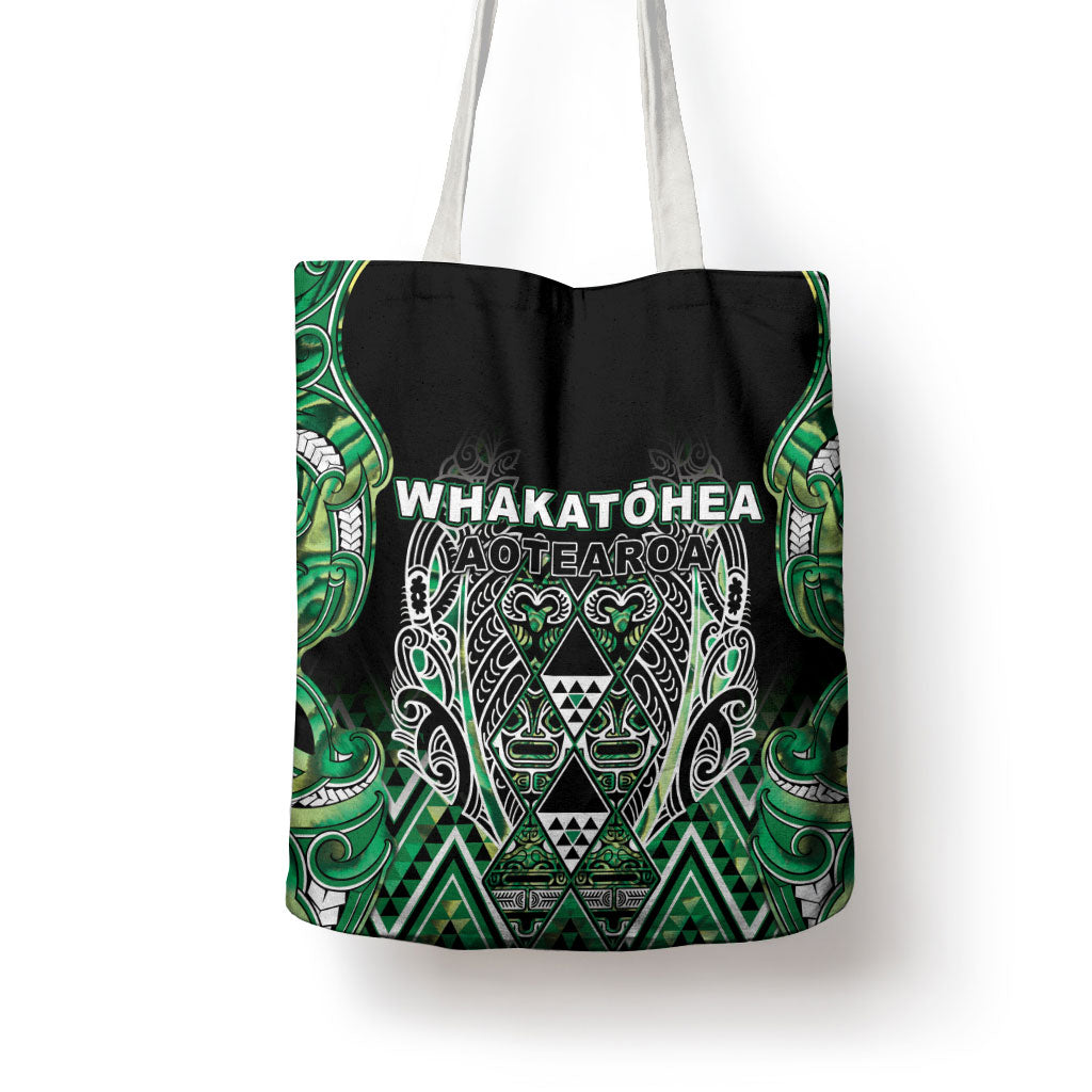 Aotearoa Whakatohea Tote Bag Maori Tribal Green Abalone Paua Shell Pattern DT05 - Polynesian Pride
