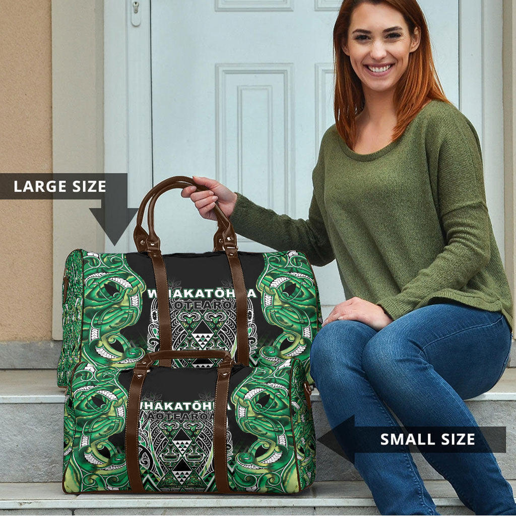 Aotearoa Whakatohea Travel Bag Maori Tribal Green Abalone Paua Shell Pattern DT05 - Polynesian Pride