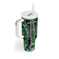 Aotearoa Whakatohea Tumbler With Handle Maori Tribal Green Abalone Paua Shell Pattern DT05 - Polynesian Pride