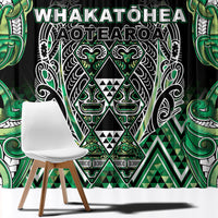 Aotearoa Whakatohea Window Curtain Maori Tribal Green Abalone Paua Shell Pattern DT05 - Polynesian Pride