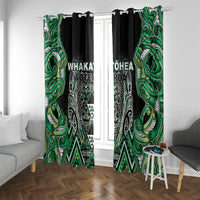 Aotearoa Whakatohea Window Curtain Maori Tribal Green Abalone Paua Shell Pattern DT05 With Grommets Green - Polynesian Pride