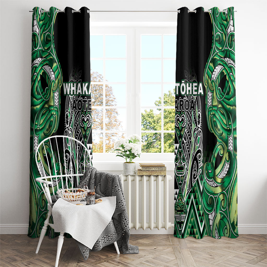 Aotearoa Whakatohea Window Curtain Maori Tribal Green Abalone Paua Shell Pattern DT05 - Polynesian Pride