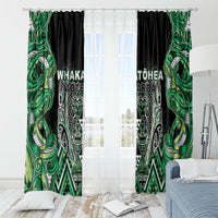 Aotearoa Whakatohea Window Curtain Maori Tribal Green Abalone Paua Shell Pattern DT05 - Polynesian Pride