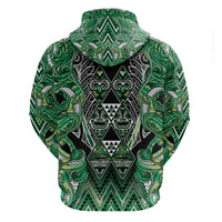 Aotearoa Whakatohea Zip Hoodie Maori Tribal Green Abalone Paua Shell Pattern DT05 - Polynesian Pride