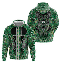 Aotearoa Whakatohea Zip Hoodie Maori Tribal Green Abalone Paua Shell Pattern DT05 - Polynesian Pride