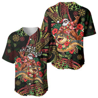 Hawaii Christmas Baseball Jersey Aloha Santa Riding Honu DT05 - Polynesian Pride