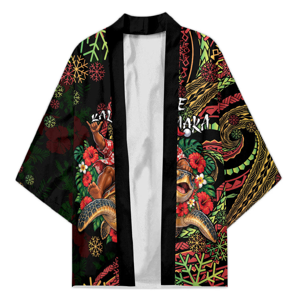 Hawaii Christmas Kimono Aloha Santa Riding Honu