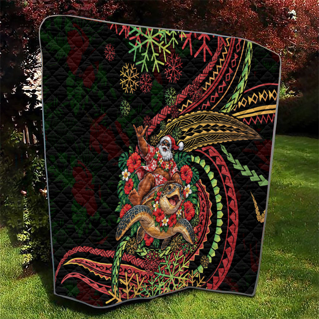 Hawaii Christmas Quilt Aloha Santa Riding Honu DT05 - Polynesian Pride