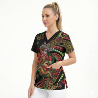Hawaii Christmas Scrub Top Aloha Santa Riding Honu DT05 - Polynesian Pride
