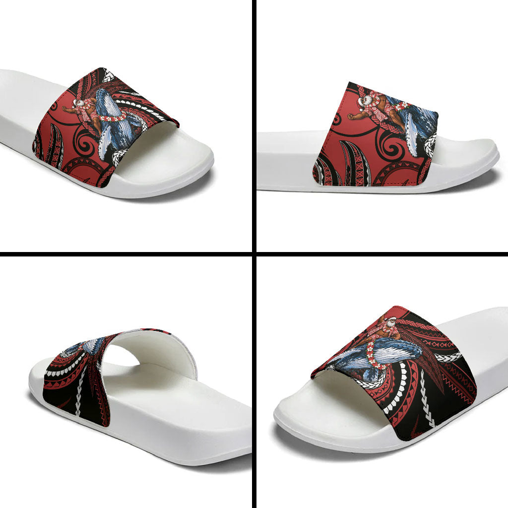 Tonga Christmas Slide Sandals Santa Riding Humpback Whale DT05 - Polynesian Pride
