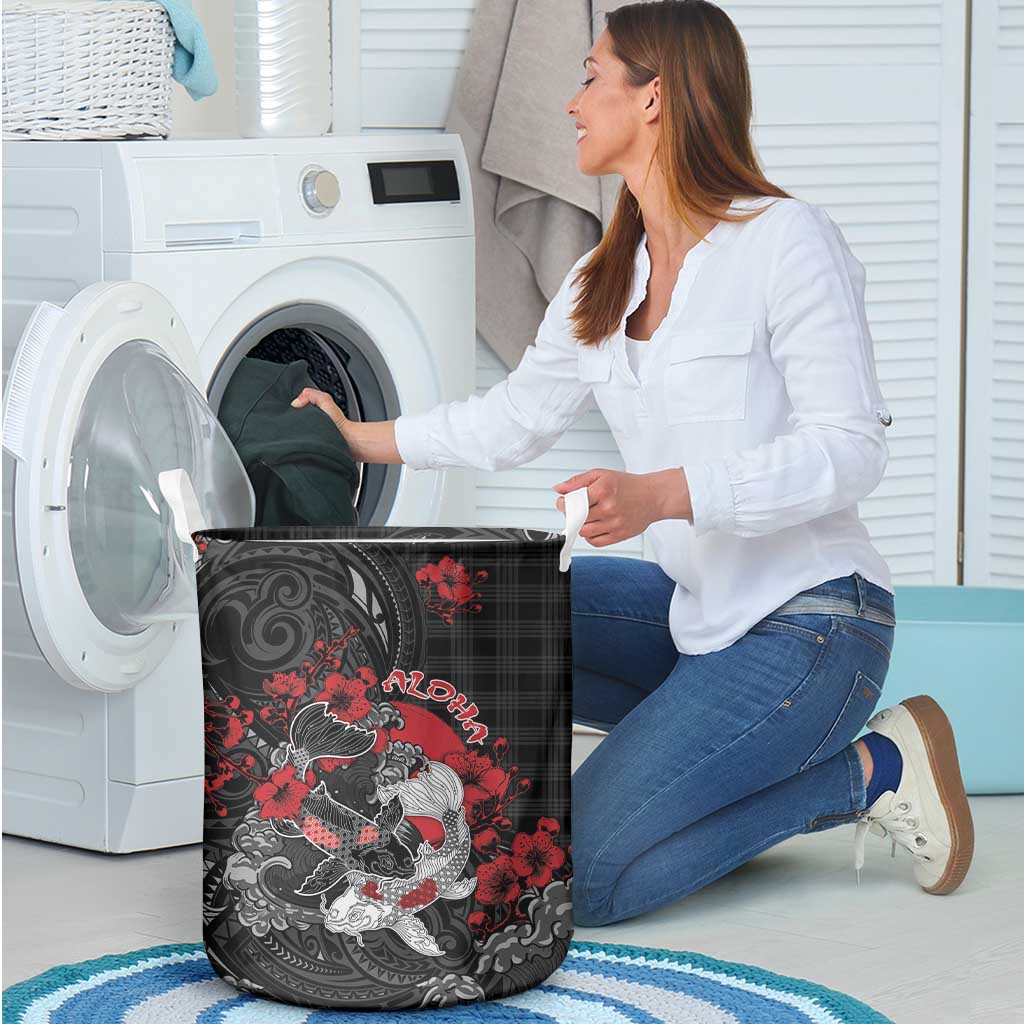 Hawaiian And Japanese Laundry Basket Aloha Koi Fish Palaka Patterns DT05 - Polynesian Pride