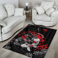 Hawaiian And Japanese Area Rug Aloha Koi Fish Palaka Patterns - Polynesian Pride