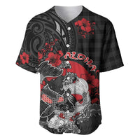 Personalised Hawaiian And Japanese Baseball Jersey Aloha Koi Fish Palaka Patterns DT05 Black - Polynesian Pride