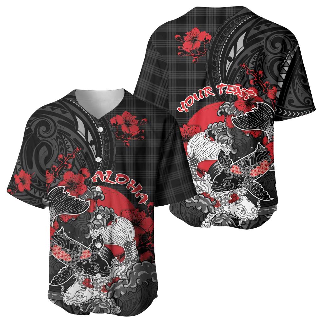 Personalised Hawaiian And Japanese Baseball Jersey Aloha Koi Fish Palaka Patterns DT05 - Polynesian Pride