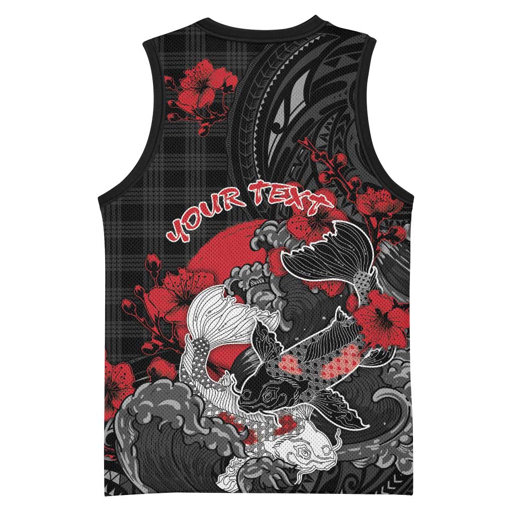 Personalised Hawaiian And Japanese Basketball Jersey Aloha Koi Fish Palaka Patterns DT05 - Polynesian Pride