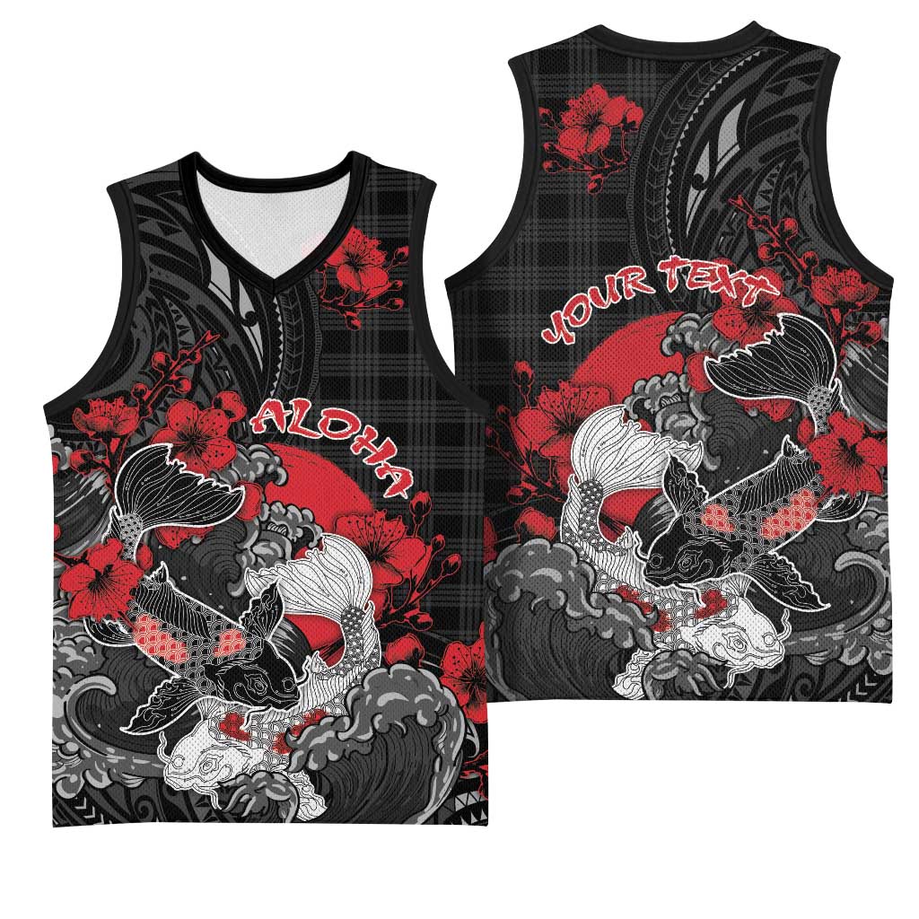 Personalised Hawaiian And Japanese Basketball Jersey Aloha Koi Fish Palaka Patterns DT05 - Polynesian Pride