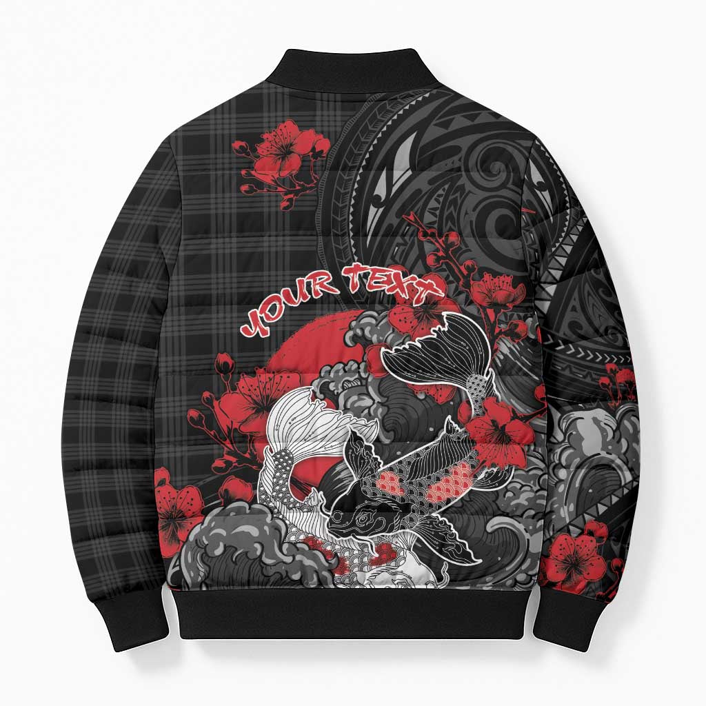 Personalised Hawaiian And Japanese Bomber Puffer Jacket Aloha Koi Fish Palaka Patterns DT05 - Polynesian Pride