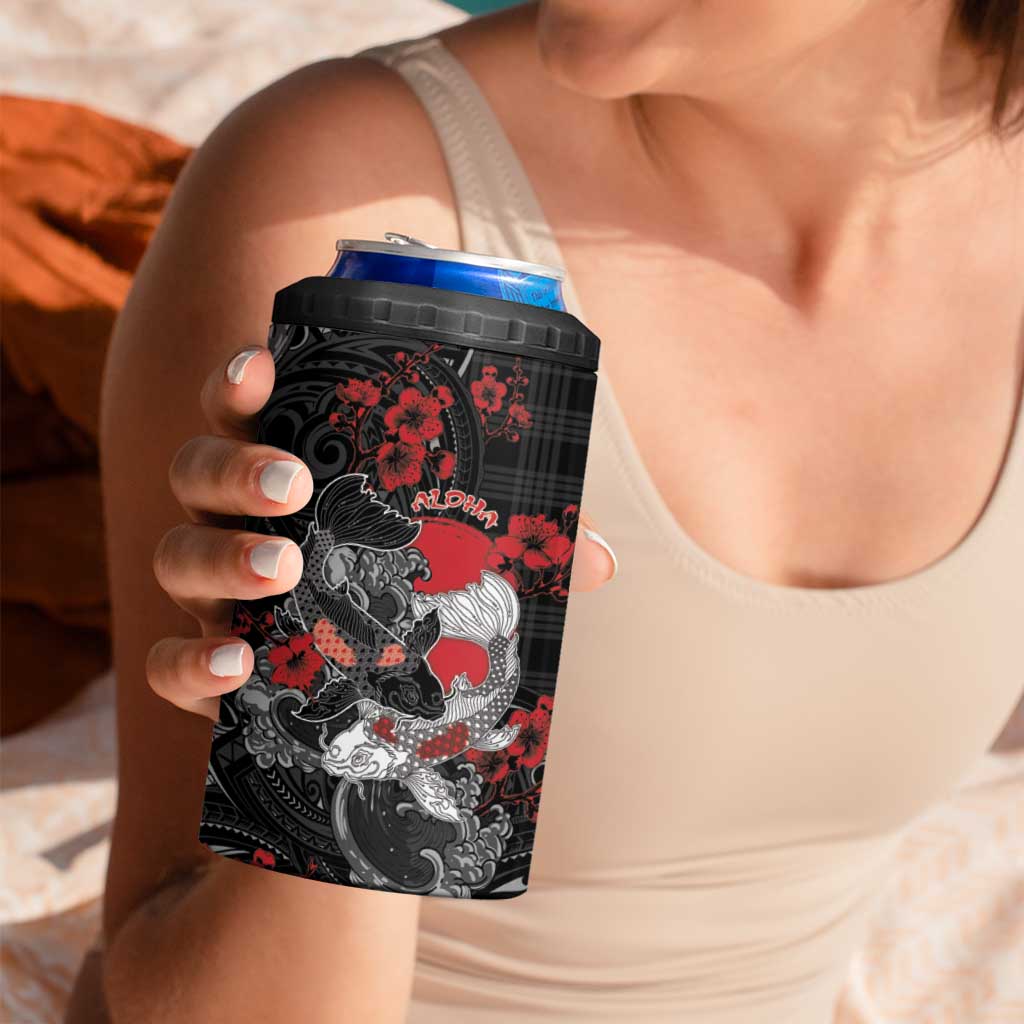 Personalised Hawaiian And Japanese 4 in 1 Can Cooler Tumbler Aloha Koi Fish Palaka Patterns - Polynesian Pride