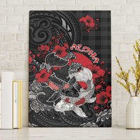 Hawaiian And Japanese Canvas Wall Art Aloha Koi Fish Palaka Patterns DT05 Without Frame Black - Polynesian Pride