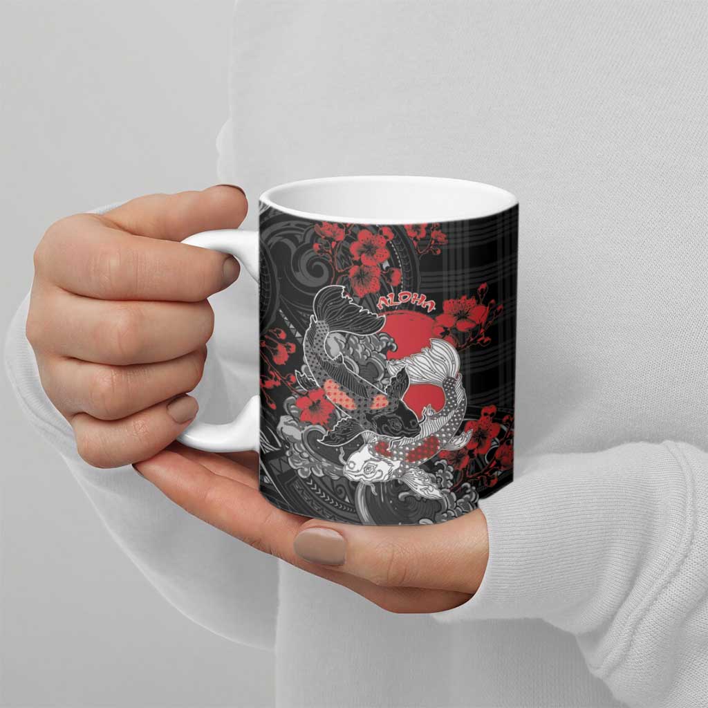 Personalised Hawaiian And Japanese Ceramic Mug Aloha Koi Fish Palaka Patterns DT05 - Polynesian Pride