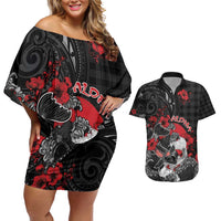 Personalised Hawaiian And Japanese Couples Matching Off Shoulder Short Dress and Hawaiian Shirt Aloha Koi Fish Palaka Patterns - Polynesian Pride