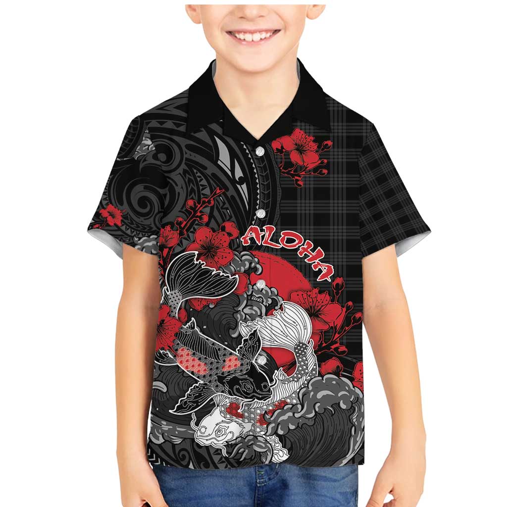 Personalised Hawaiian And Japanese Family Matching Mermaid Dress and Hawaiian Shirt Aloha Koi Fish Palaka Patterns - Polynesian Pride